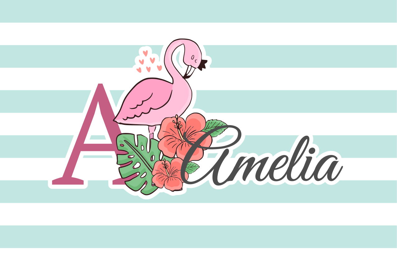 Individual de mesa infantil flamenco monograma amelia - TenVinilo