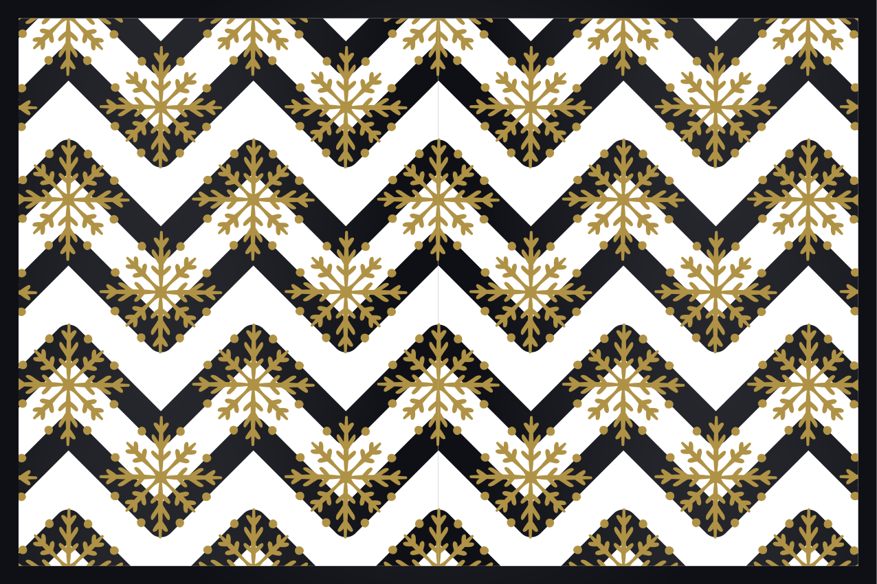 Mantel individual navideño Copos de nieve dorados sobre rayas en  - TenVinilo