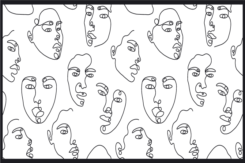 Individual mesa moderno dibujo lineal de rostro abstracto - TenVinilo