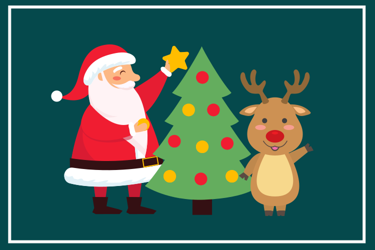 Mantel individual navideño Feliz santa y reno - TenVinilo