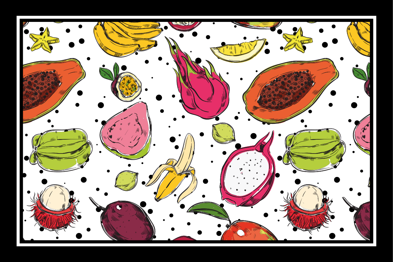Individual original mesa motivo de frutas vibrantes - TenVinilo