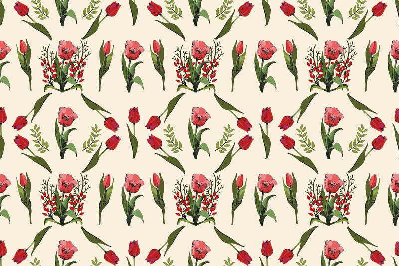 Individual original mesa cuenco rojo floral - TenVinilo