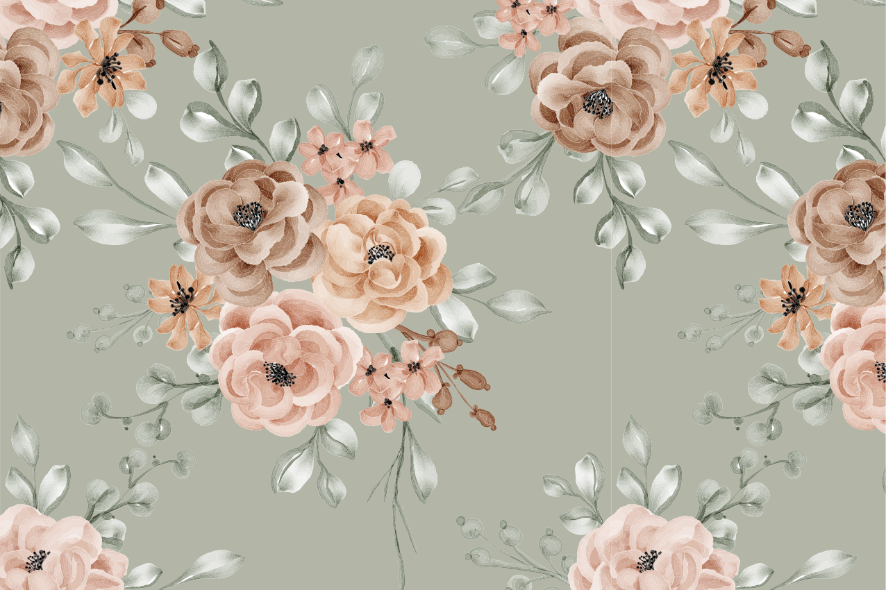 Individual original mesa cuenco con fondo floral - TenVinilo