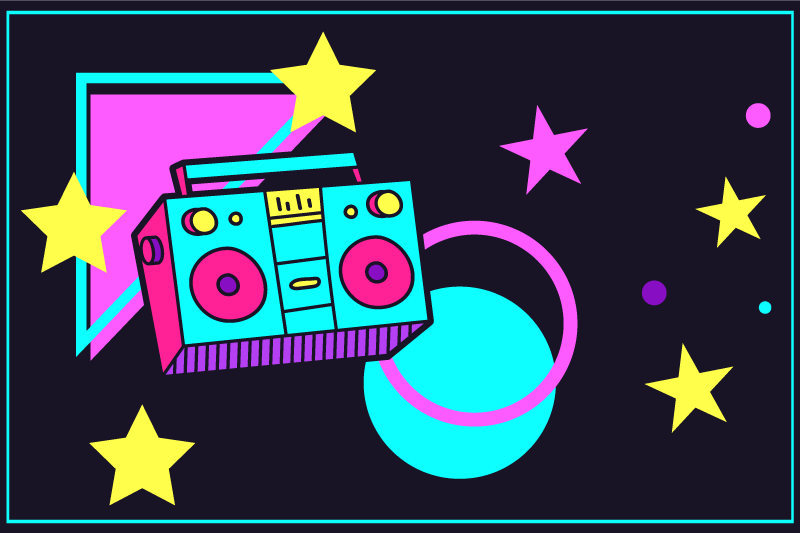 Individual original mesa boom box retro colorido - TenVinilo