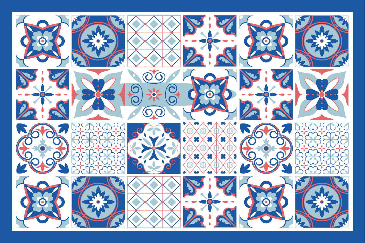 Individual mesa patrón diseño de azulejos intrincados - TenVinilo