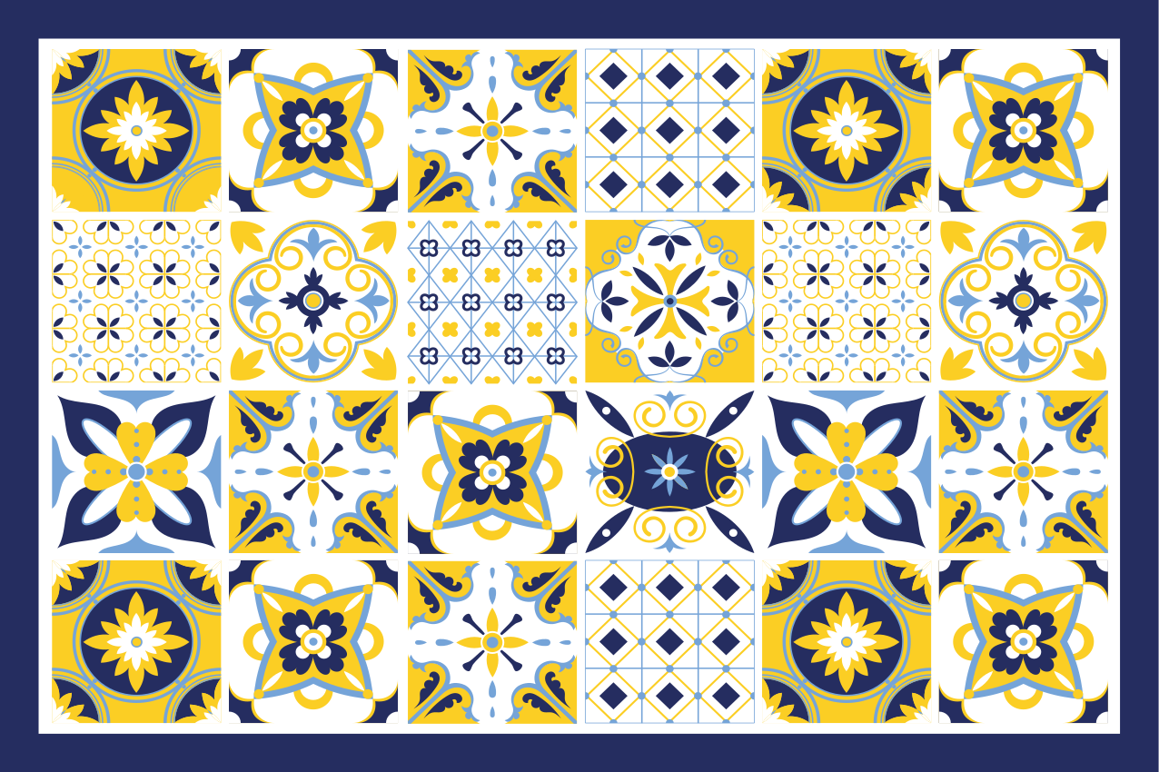 Individual mesa patrón azulejos coloridos - TenVinilo