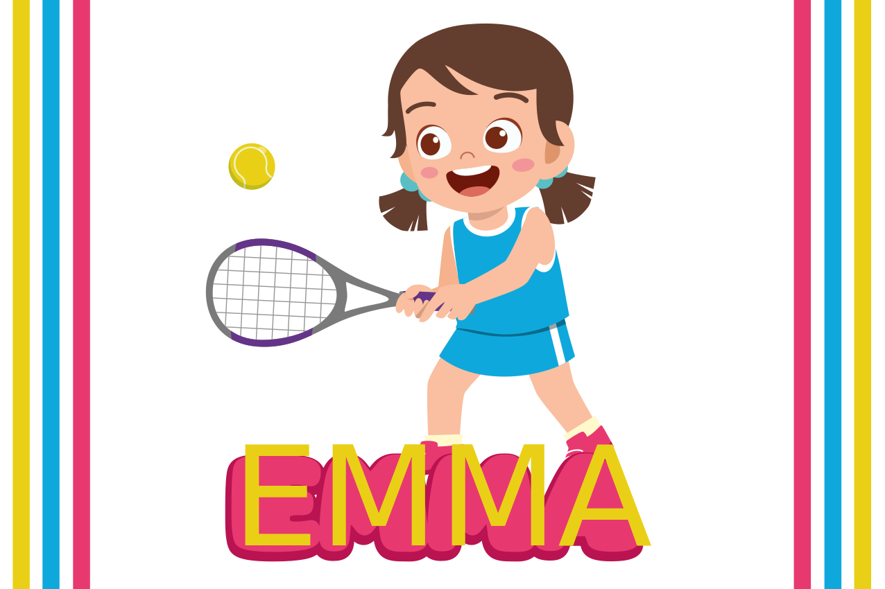 Individual de mesa infantil jugador de tenis feliz - TenVinilo