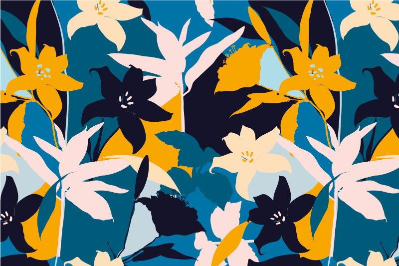 Individual original mesa patrón floral en teal - TenVinilo
