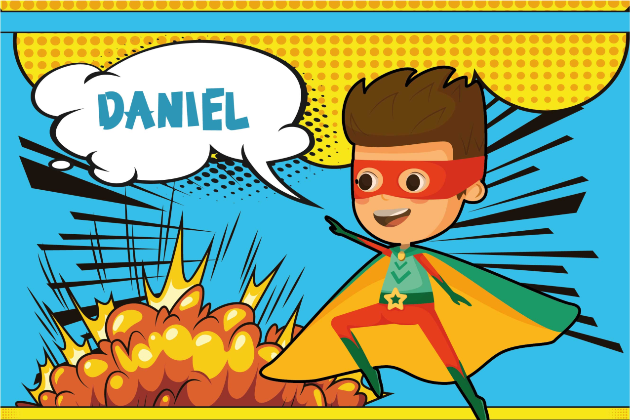 Mantel individual personalizable comic SuperhéroeComic Superheroe - TenVinilo