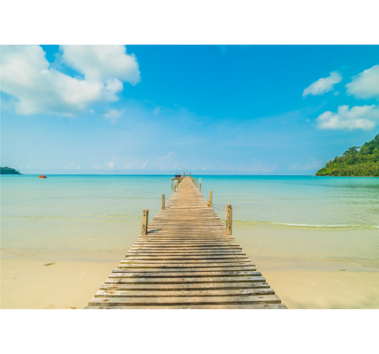 Mural de mar vista del muelle de madera - TenVinilo