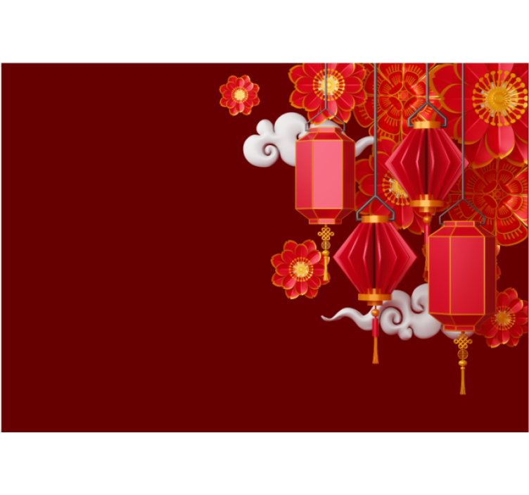 Mural de buda linternas y flores - TenVinilo