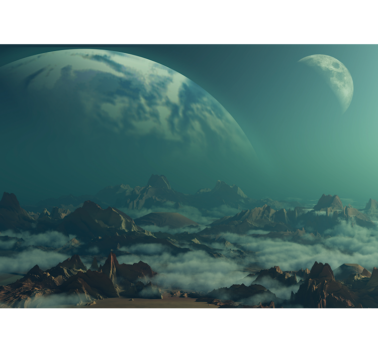 Mural del espacio picos montañosos celestiales - TenVinilo