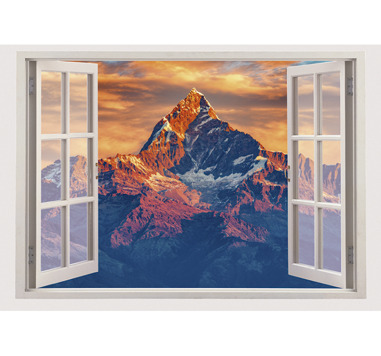 Fotomural 3D ventana picos de las montañas - TenVinilo