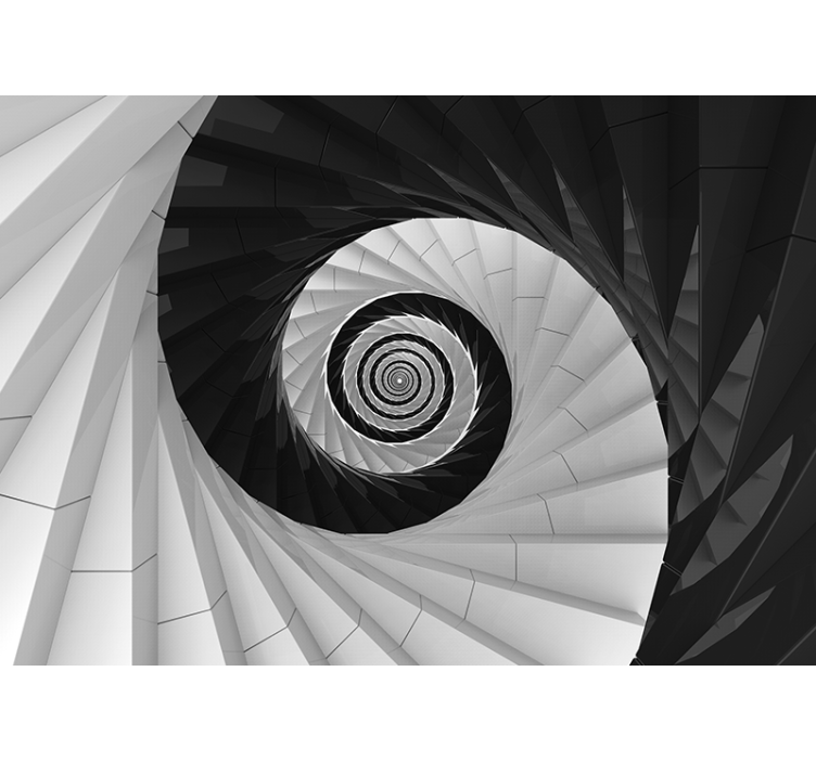Fotomural 3D Espiral blanco y negro - TenVinilo