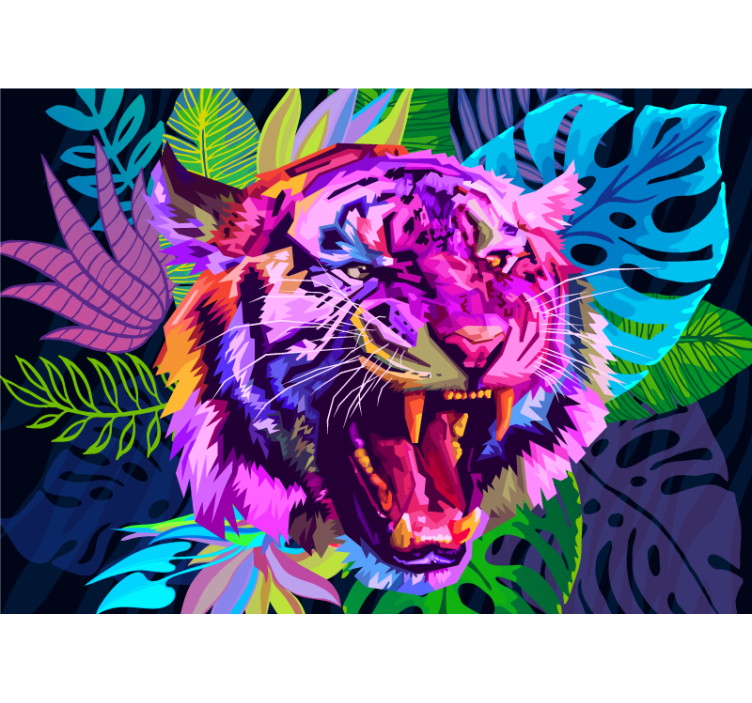 Fotomural 3D Tigre 3d en galaxia - TenVinilo