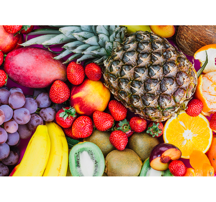 Mural de flores mezcla vibrante de frutas - TenVinilo