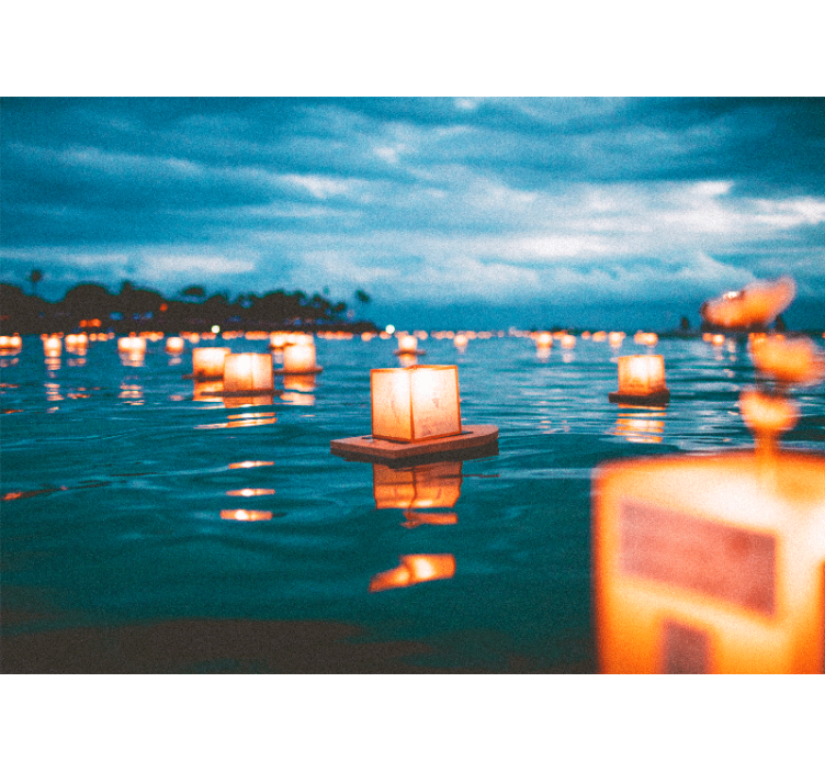 Fotomural lago Linternas sobre el agua - TenVinilo