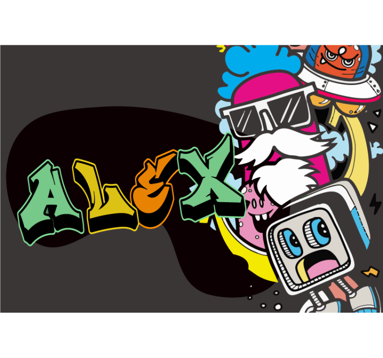 Mural graffiti arte de personajes coloridos - TenVinilo