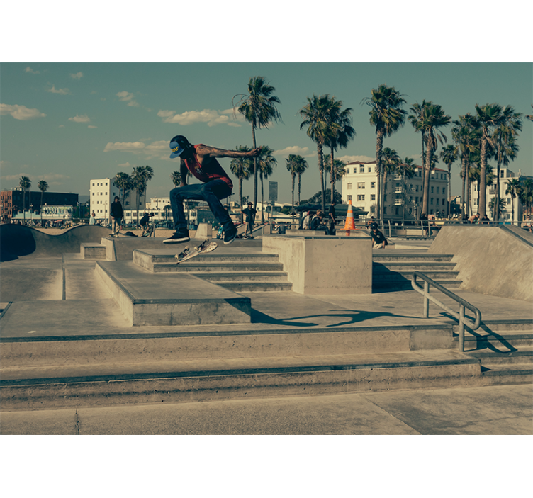 Mural graffiti patinador en acción - TenVinilo