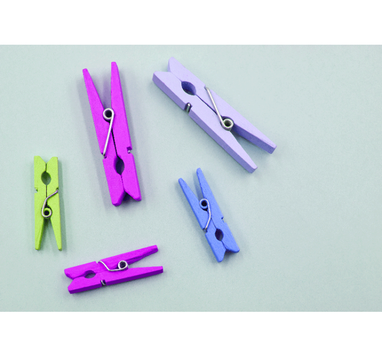 Mural de texturas arreglo de pinzas de ropa de colores - TenVinilo