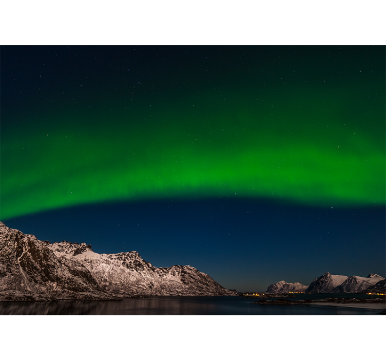 Mural de naturaleza auroras boreales sobre montañas - TenVinilo