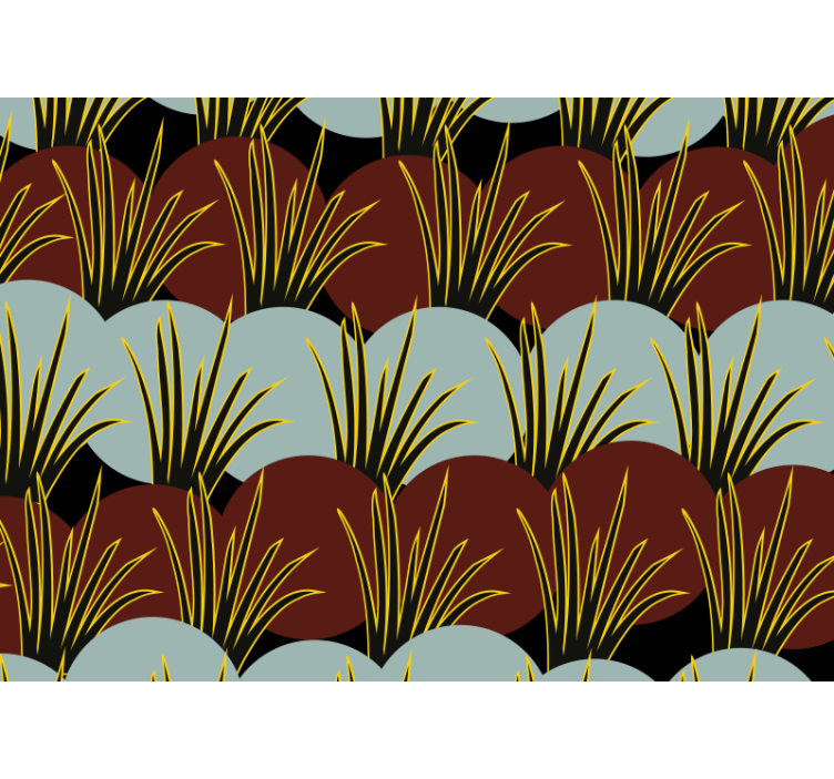 Mural de naturaleza con patrones de hierba estilizados - TenVinilo