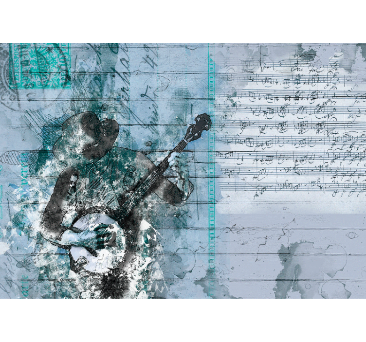 Mural de música músico tocando el banjo - TenVinilo