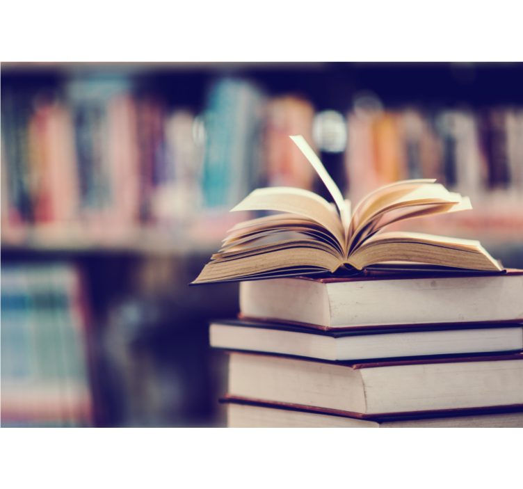 Mural de arte pila de libros abiertos - TenVinilo