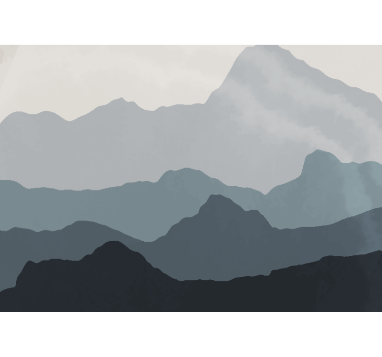 Mural de montañas paisaje montañoso tranquilo - TenVinilo