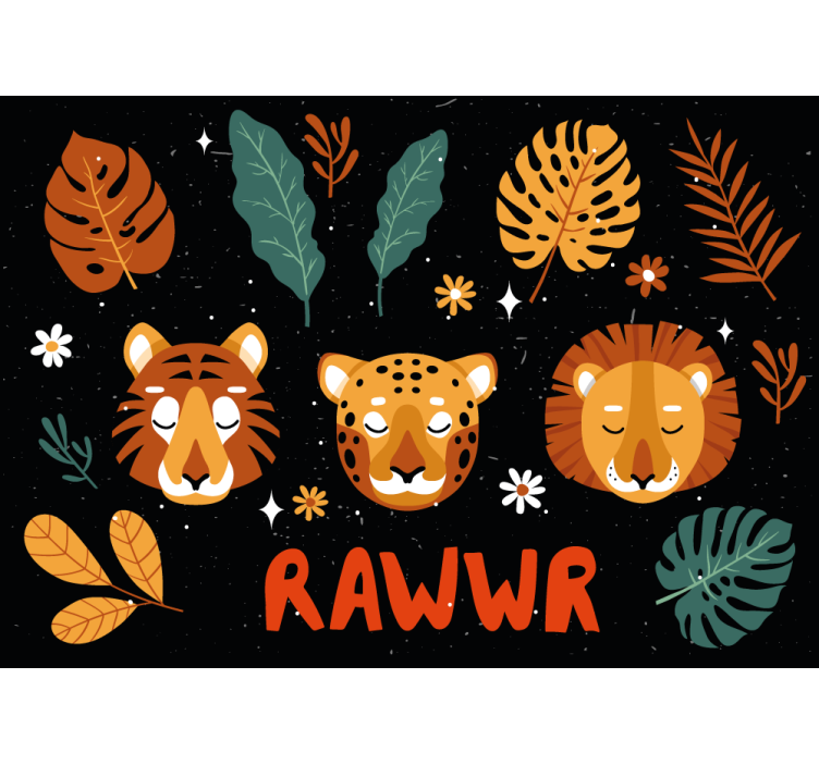 Mural infantil animales de la jungla juguetones - TenVinilo