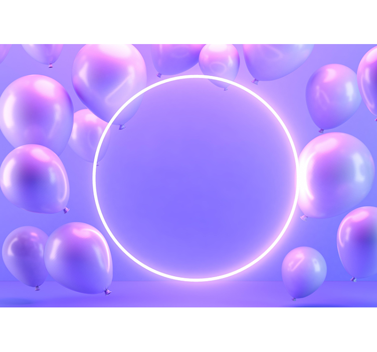 Mural infantil Arreglo de globos con círculo brillante - TenVinilo