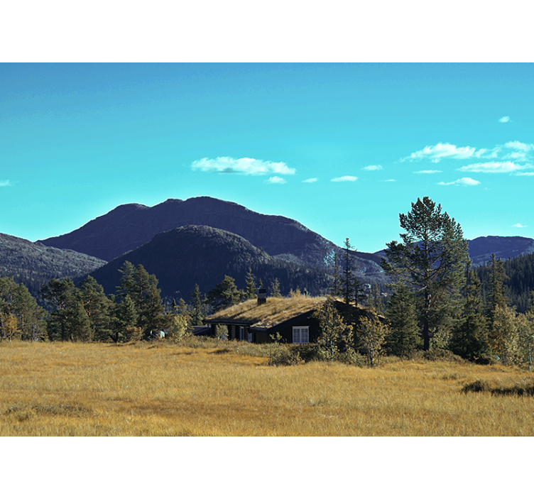 Mural de paisajes refugio en cabaña de montaña - TenVinilo
