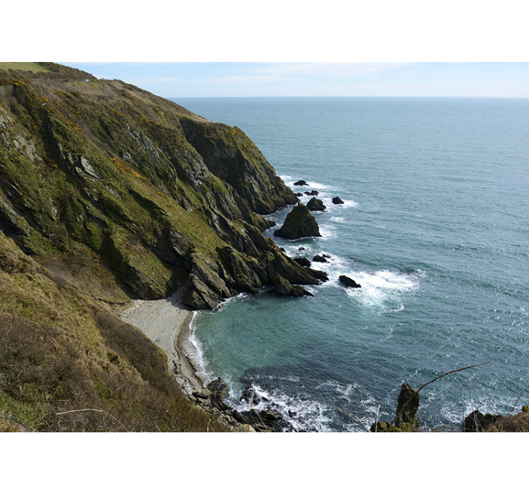 Mural de paisajes estructura de piedra costera - TenVinilo
