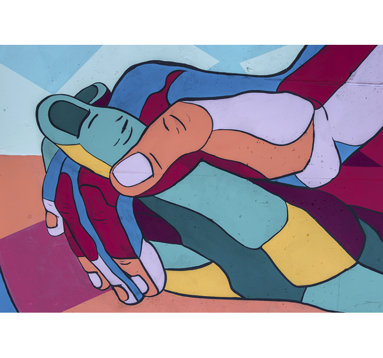 Mural de amor abrazo de manos colorido - TenVinilo