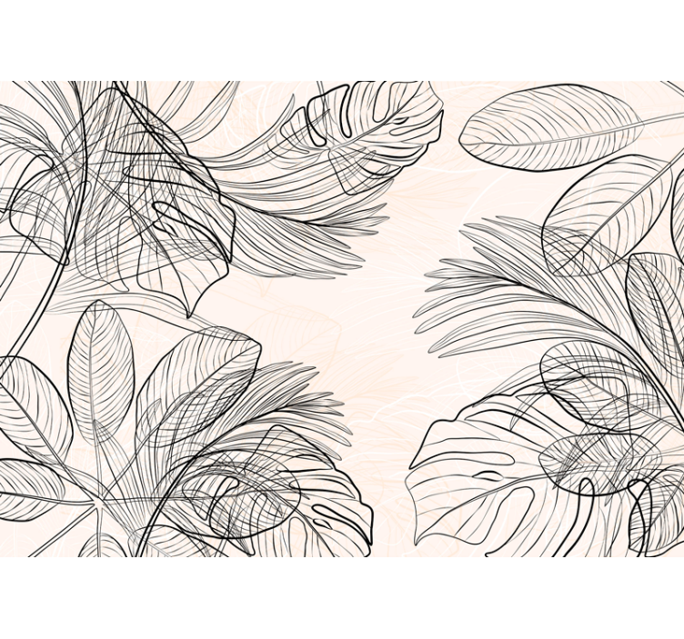 Fotomural baño Formas de hojas delgadas de colores cálidos - TenVinilo