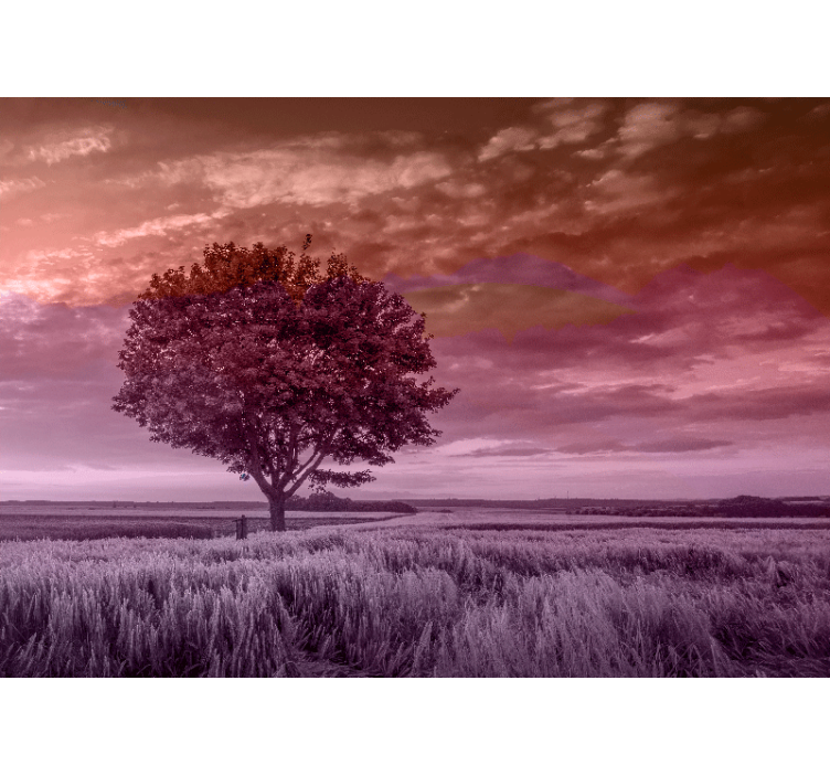 Fotomural juvenil Paisaje de arbol rosa - TenVinilo