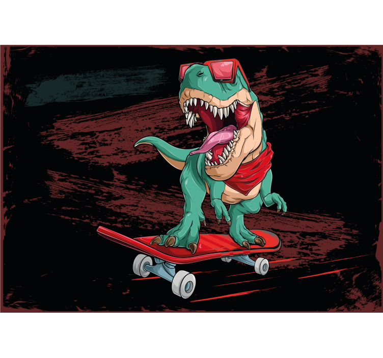 Fotomural retro Patinaje verde dinsoaur - TenVinilo