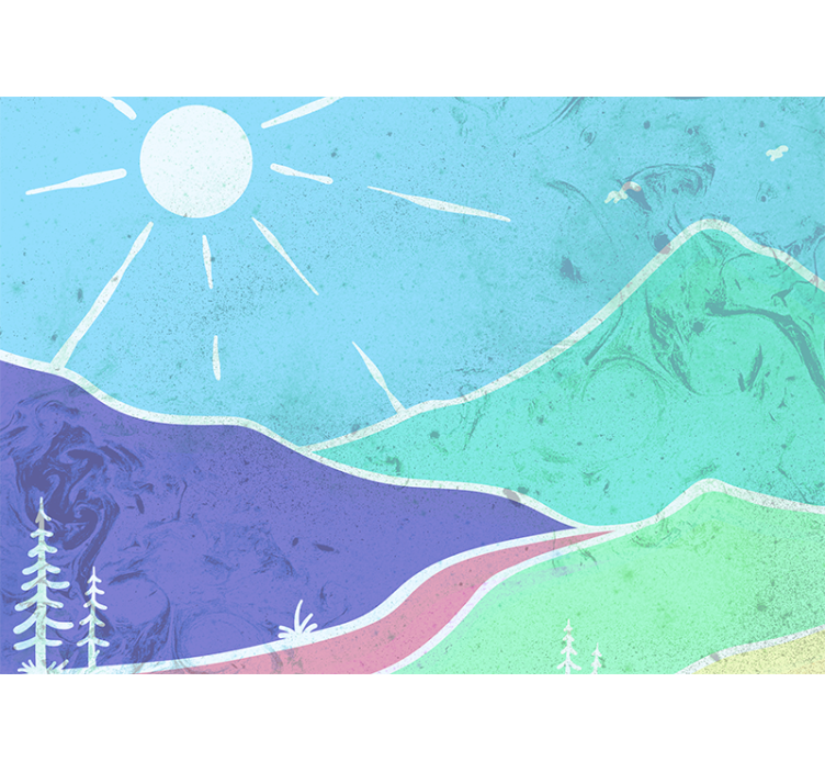 Fotomural abstracto Montañas de colores y sol - TenVinilo