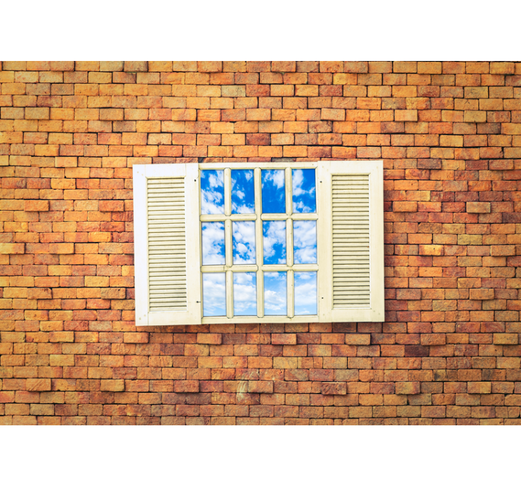 Mural efecto piedra vista de ventana abierta - TenVinilo