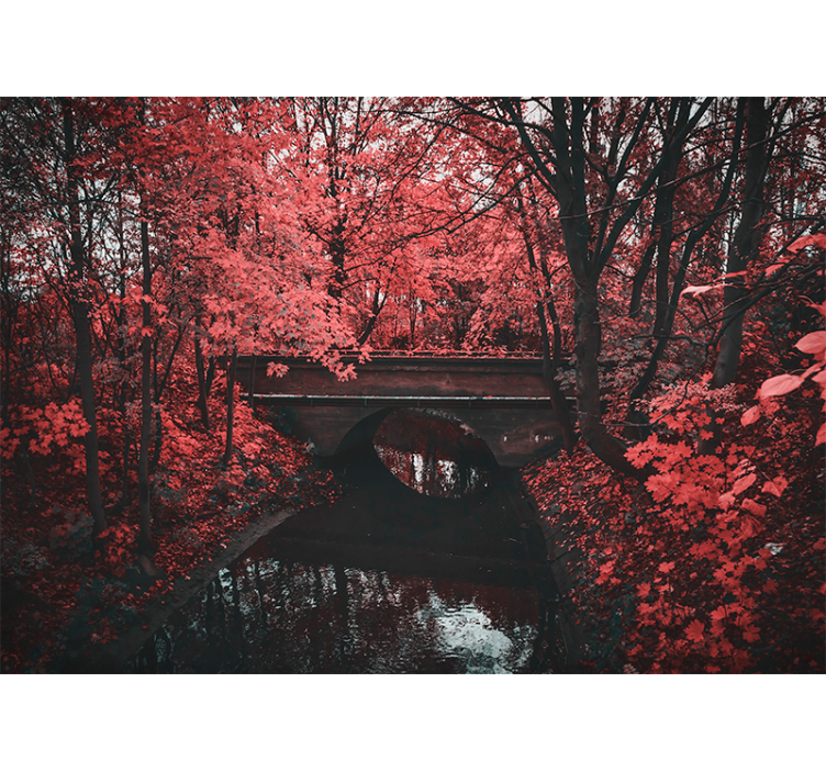 Mural de naturaleza bosque de hojas rojas - TenVinilo