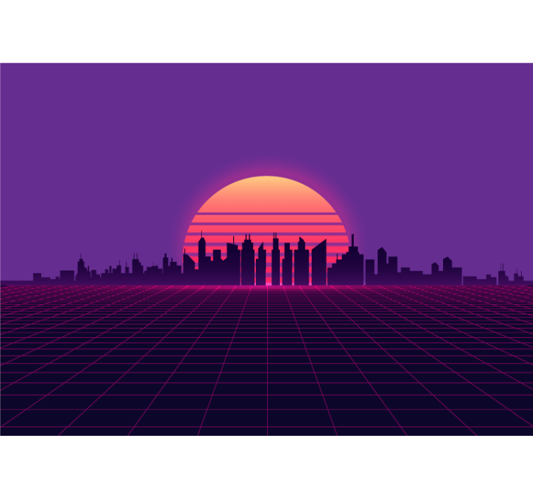 Fotomural retro Puesta de sol vaporwave estilo años 80 - TenVinilo
