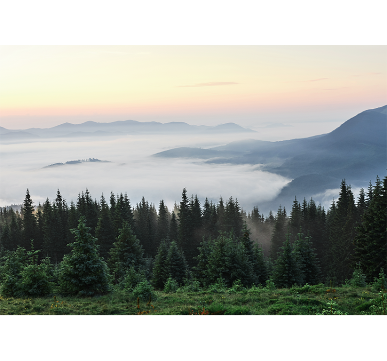 Mural de paisajes vista tranquila de montañas - TenVinilo