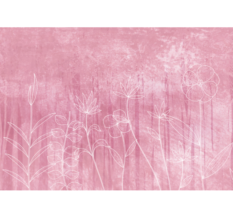 Mural de flores contorno floral delicado - TenVinilo