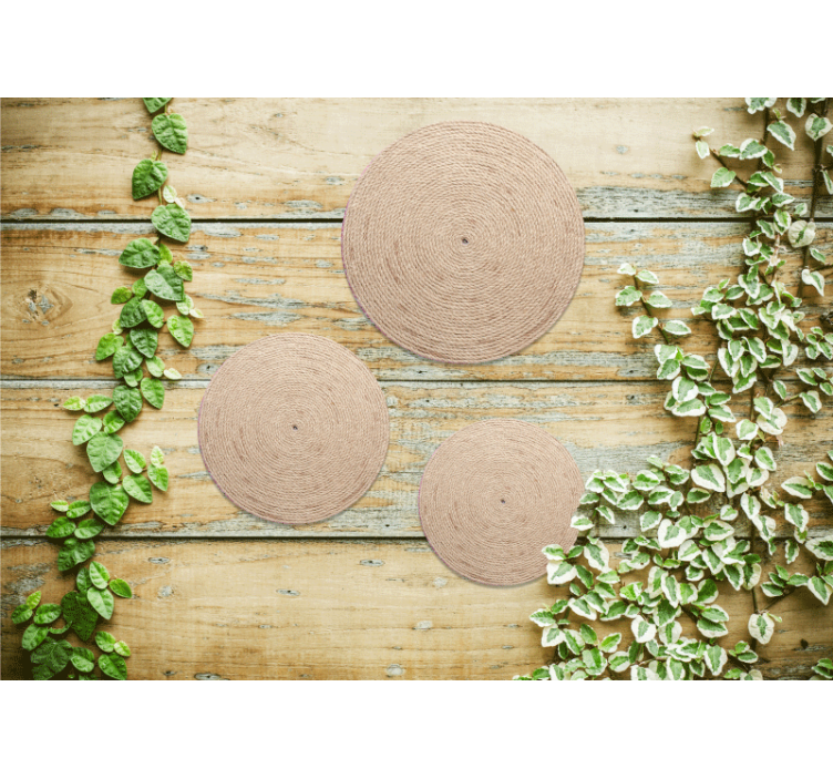 Mural de texturas círculos de cuerda natural - TenVinilo