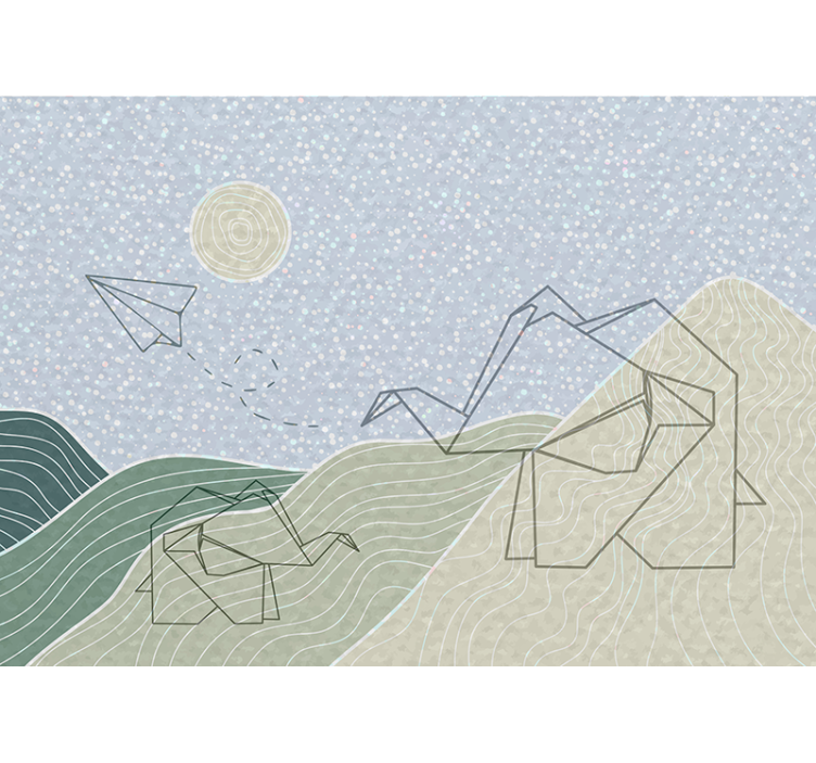 Mural infantil diseño de elefantes japoneses - TenVinilo