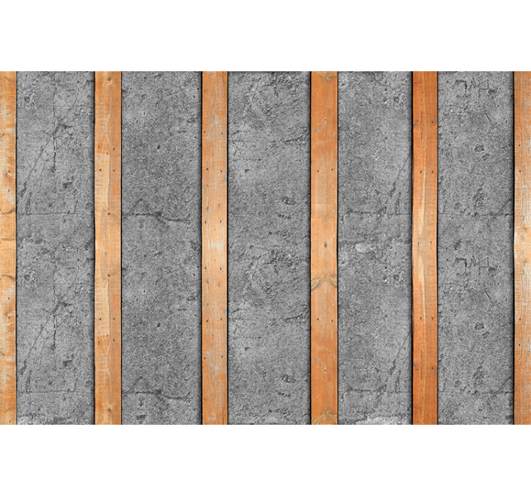 Fotomural madera tablas de madera sobre concreto - TenVinilo