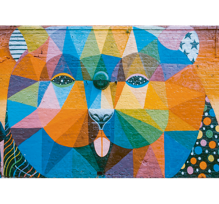 Mural graffiti felino geométrico - TenVinilo