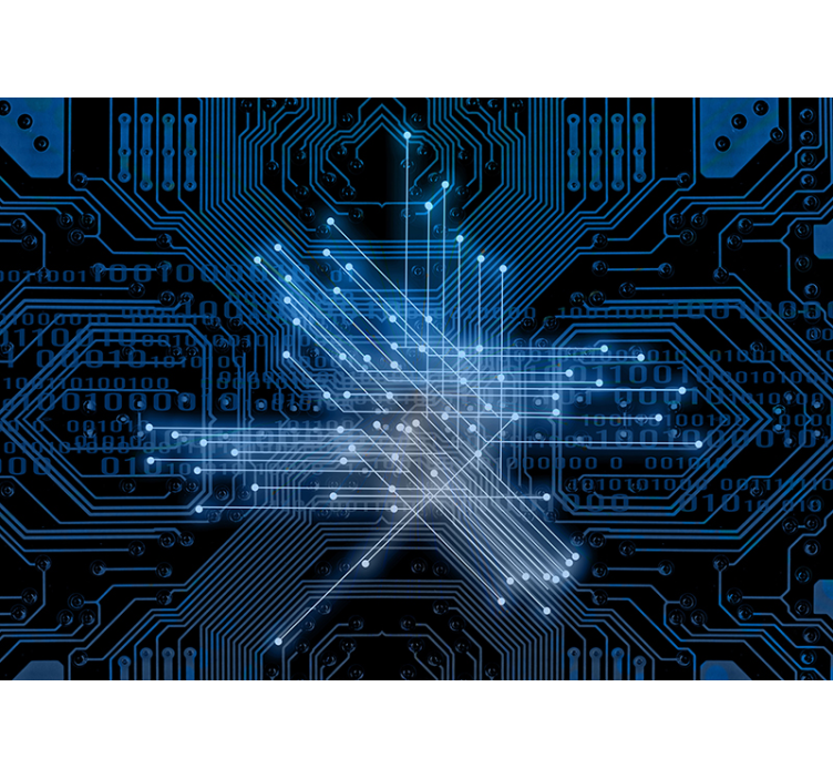 Mural abstracto corrientes de luz de circuitos - TenVinilo