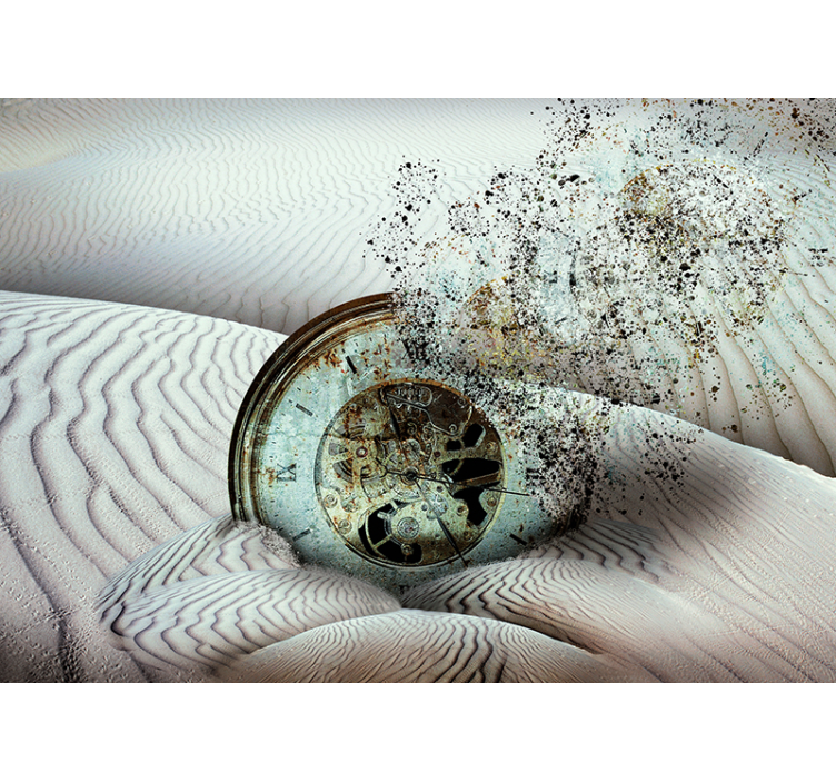 Mural abstracto fragmentación de dunas temporales - TenVinilo