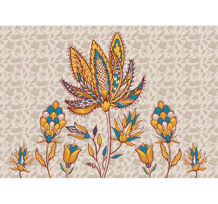 Mural de flores composición floral vibrante - TenVinilo